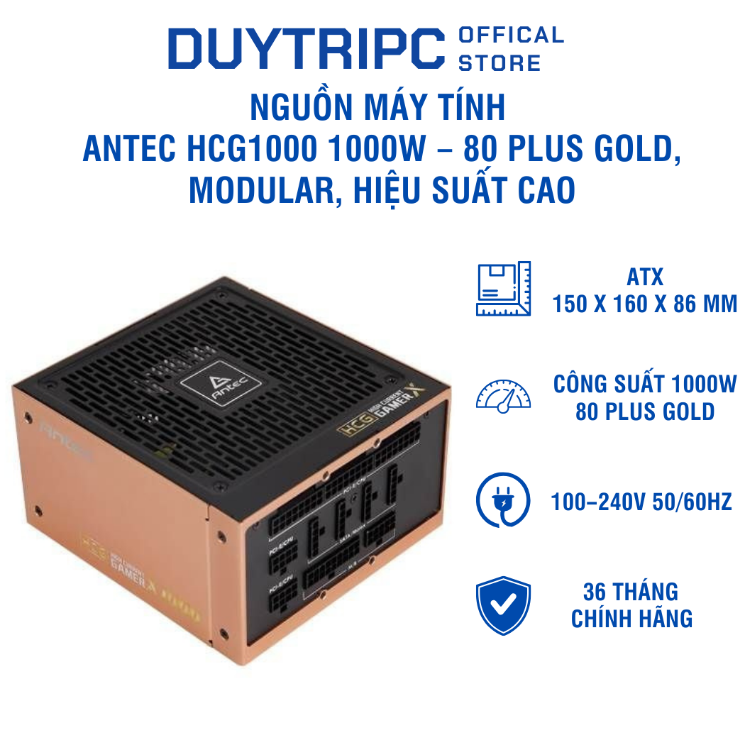 Nguồn máy tính ANTEC HCG1000 1000W – 80 Plus Gold, Modular, hiệu suất cao